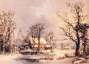 George Henry Durrie Winter in the Country, The Old Grist Mill oil painting artist